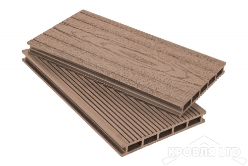 Террасная доска GRAND LINE серия Вельвет и теснение цвет Какао 22×160x4000