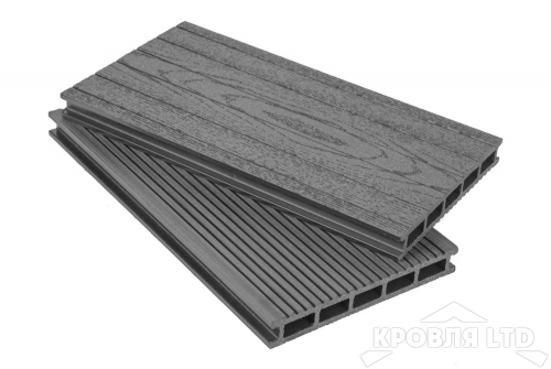 Террасная доска GRAND LINE серия Вельвет и теснение цвет Графит 22×160x4000