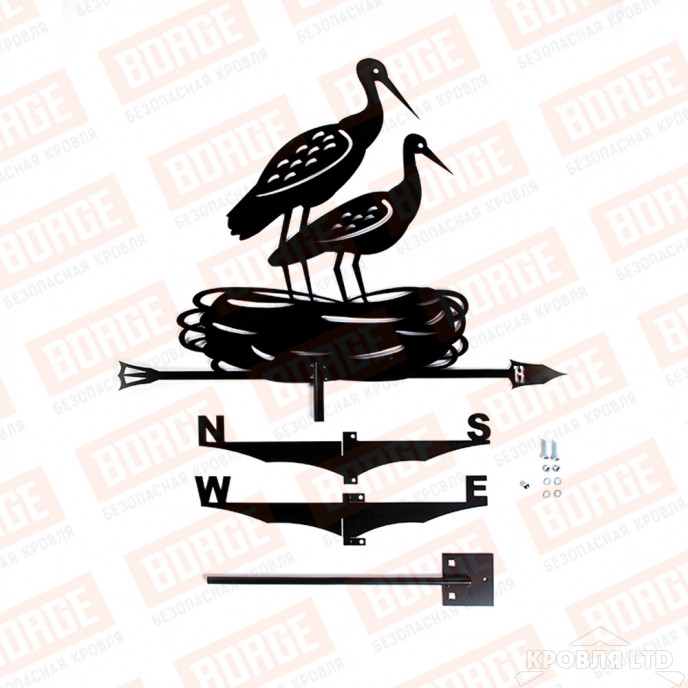 Флюгер BORGE Аисты, 700х530мм, чёрный (RAL 9005 matt)