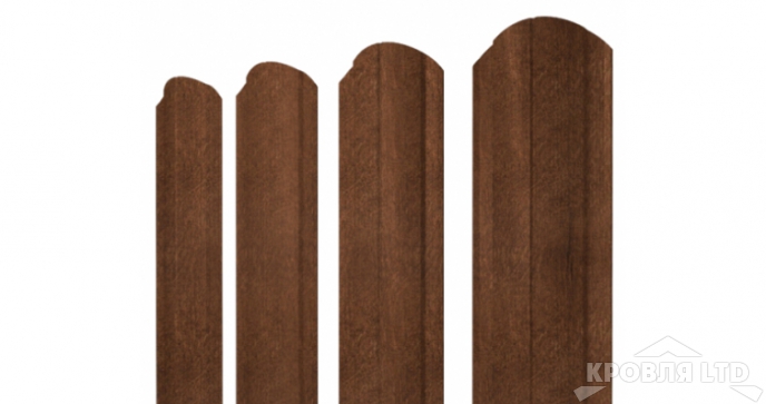 Евроштакетник Круглый фигурный 0,45 Print-Double Antique Wood