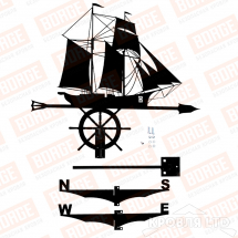 Флюгер BORGE Парусник, 700х640мм, чёрный (RAL 9005 matt)